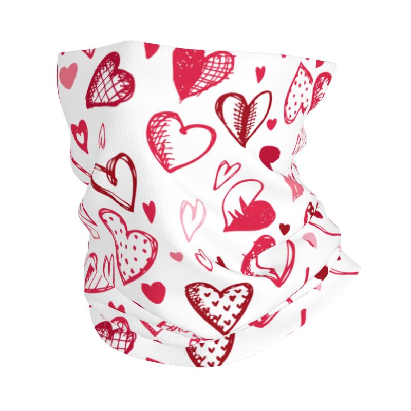 Neck Gaiter Face Cover - Scaldacollo Bandana con Cuori Rosa e